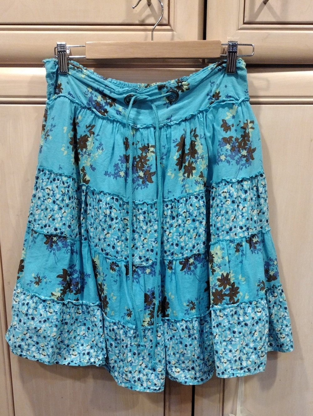 Vtg Y2K Lei Beautiful Blue Floral Skater Fairy Mini Skirt